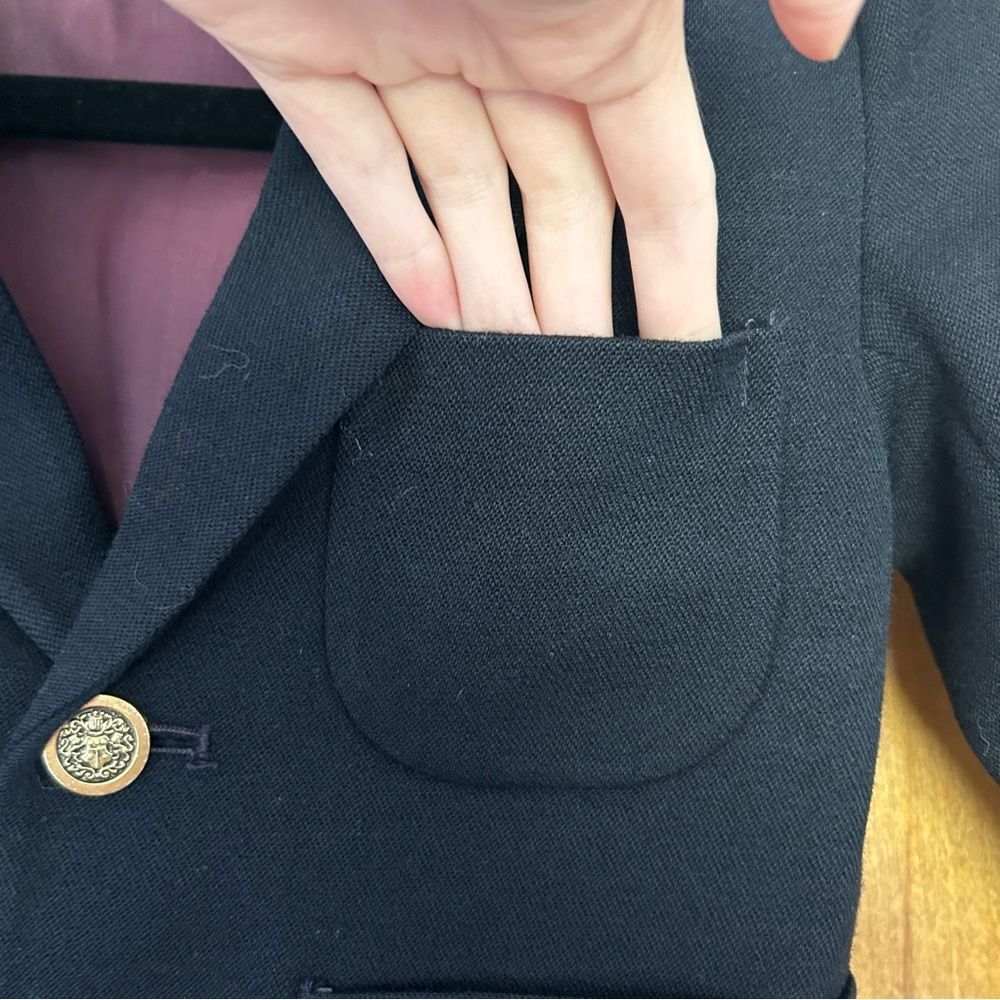 Vintage Laura Ashley Made in GB Wool Blazer Black Size 3-4 Years - Picture 3 of 12